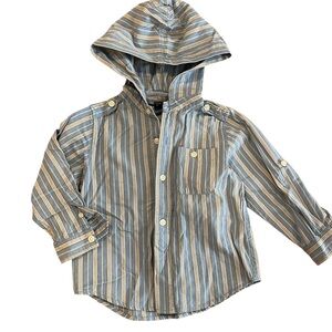 NWOT Baby Gap Striped Blue Kids Hooded Shirt